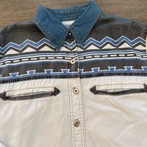 Vintage Geometric Patterned Button-Up Shirt